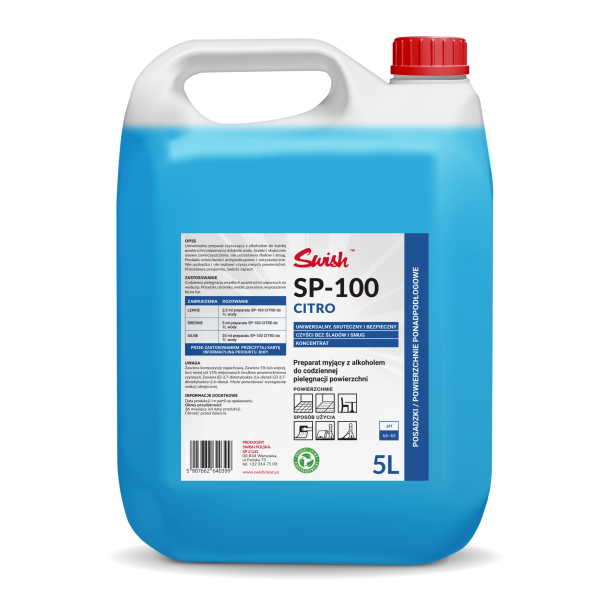 Sp 100 Citro 5l - Preparat myjący z alkoholem do codziennej pielęgnacji powierzchni
