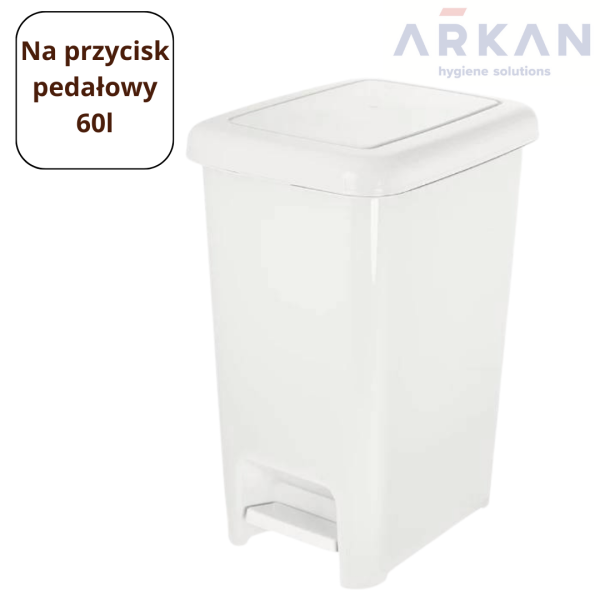 Kosz na odpady z przyciskiem pedałowym 60l - Biały